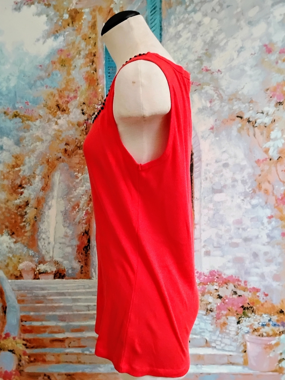 St. John's Bay Red Embellished Ribbed Women's Tank Top - Picture 5 of 7
